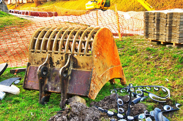 掘削機のバケツ掘削機の重いスクープ - 写真・画像