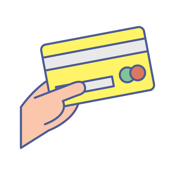 ręka z pieniędzmi karty kredytowej - Wektor, obraz