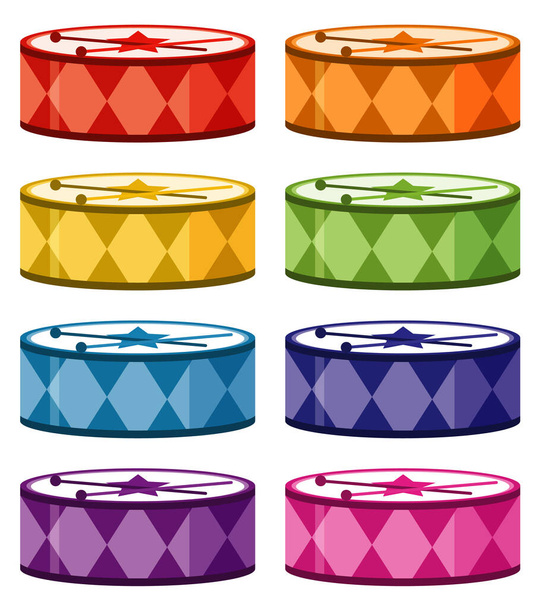 Conjunto de en diferentes colores de tambores
 - Vector, imagen
