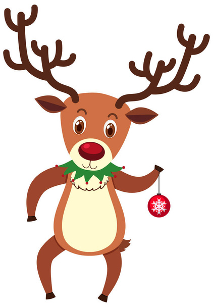 Single character of reindeer on white background - Vetor, Imagem