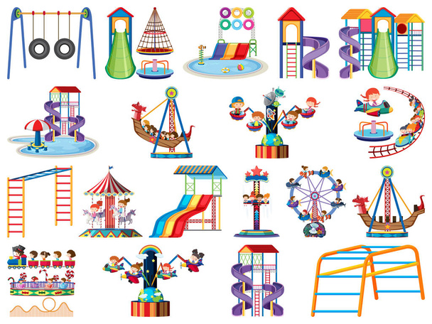 Large set of isolated objects of kids and circus - Vector, Image