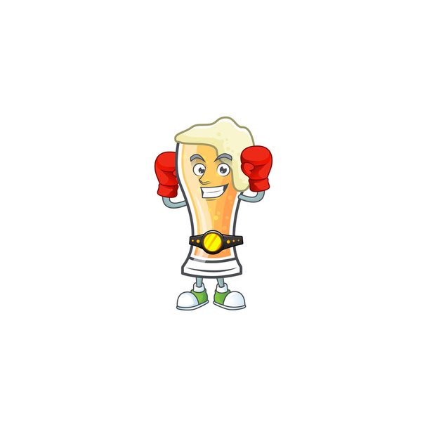 Cartoon beer glass with the boxing character - Vector, imagen