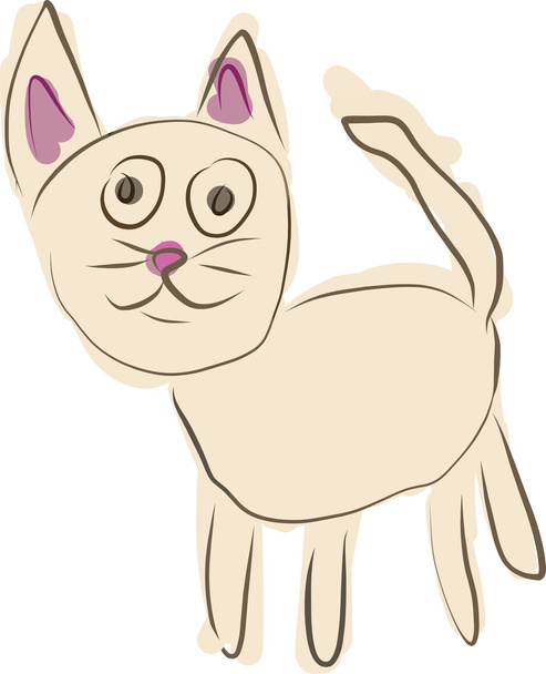 kedi bir dijital sanat - Vektör, Görsel