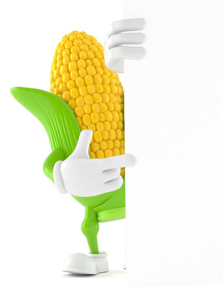 Postać kukurydzy za białą ścianą - Zdjęcie, obraz