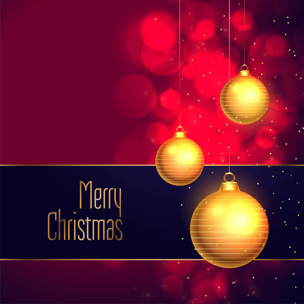 κομψό Καλά Χριστούγεννα κρέμονται χρυσή μπάλα διακόσμηση backgroun - Διάνυσμα, εικόνα
