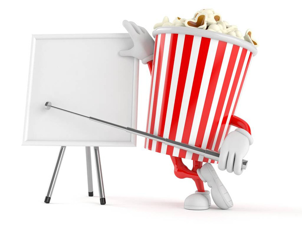 Popcorn-Charakter mit leerem Whiteboard - Foto, Bild