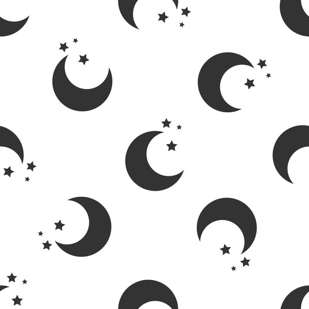 灰色の月と星アイコン分離シームレス パターン白い背景の上。ベクトル図 - ベクター画像