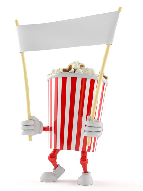 Popcorn postać trzyma pusty sztandar - Zdjęcie, obraz