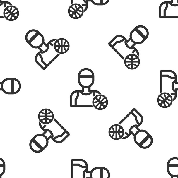 Grey Basketball player icon isolated seamless pattern on white background. Vector Illustration - ベクター画像