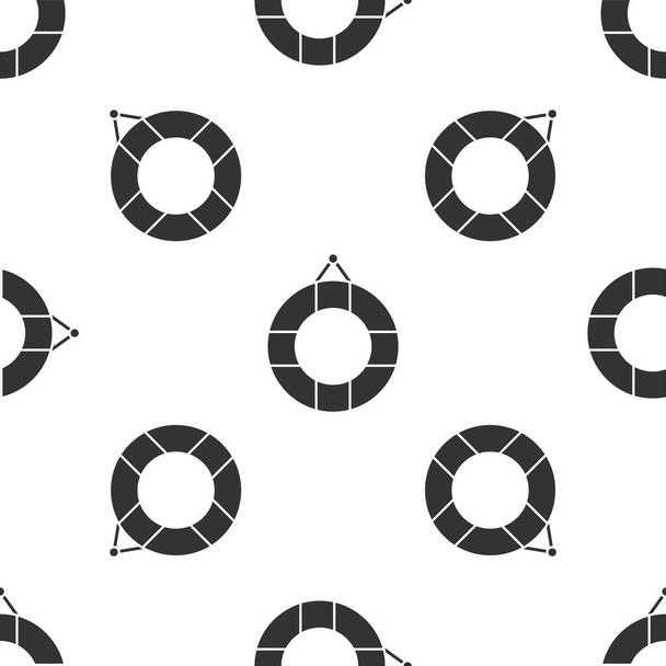 Ícone Lifebuoy cinza isolado padrão sem costura no fundo branco. Símbolo do cinto de salvação. Ilustração vetorial
 - Vetor, Imagem