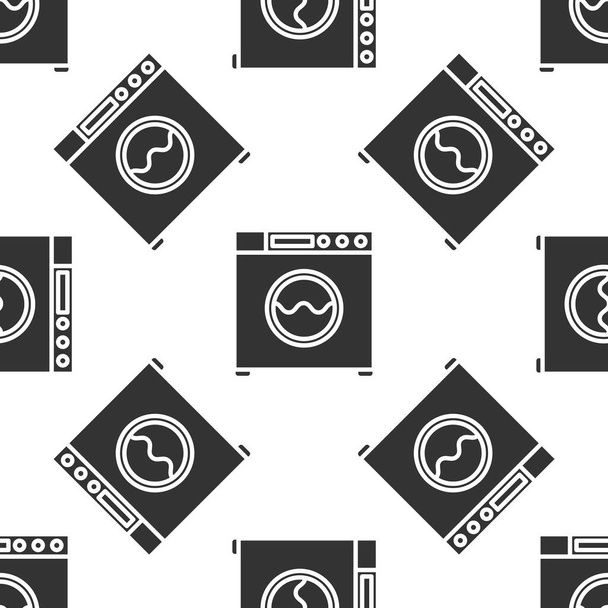 Grey Washer icon isolated seamless pattern on white background. Washing machine icon. Clothes washer - laundry machine. Home appliance symbol. Vector Illustration - Vector, Image