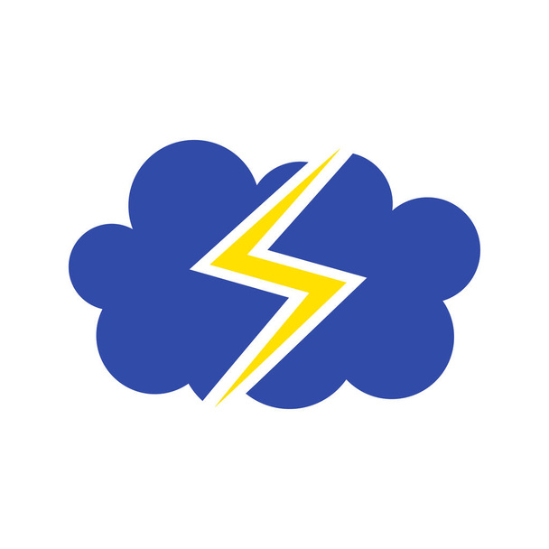 Cloud in abstract style on white background. Electric lighthing icon. Design element. Abstract technology background. Lightning bolt icon. Bright, electric lightning. Cloud storm symbol. Thunder logo. - Vector, Image