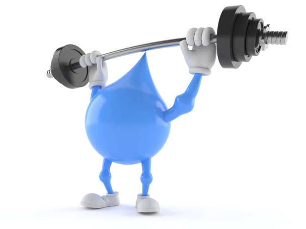 Personagem de gota de água levantando barra pesada
 - Foto, Imagem