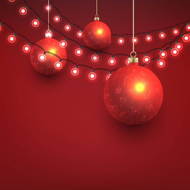 Christmas Baubles and Light Bulbs - Vektor, Bild