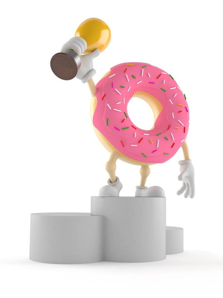 Donut karakter met gouden trofee - Foto, afbeelding