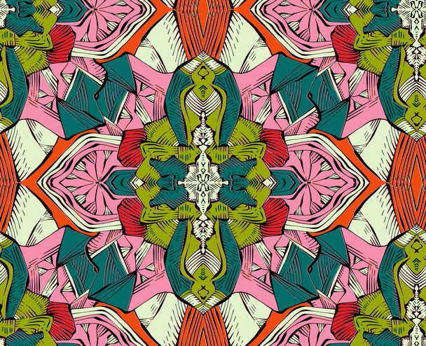 Diseño de mosaico de repetición simple, arte de cerámica de línea decorativa geométrica. Azulejo sin costura formas periódicas, diseño de la tela, patrón de ornamento, textura cuadrada
 - Vector, imagen