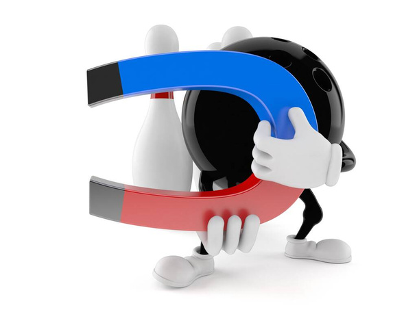 Bowling character holding horseshoe magnet - Photo, Image