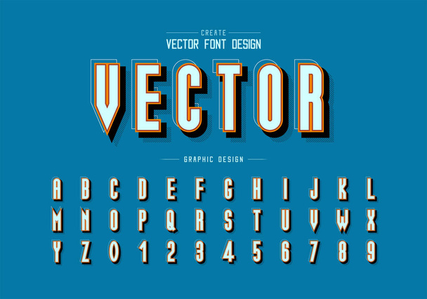 Sombra e linha vetor de fonte, alfabeto alto tipo letra e número de design, texto gráfico sobre fundo
 - Vetor, Imagem