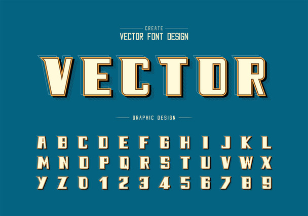 Вектор шрифта с тенью и линией, современный алфавит, дизайн шрифта и букв, графический текст
 - Вектор,изображение