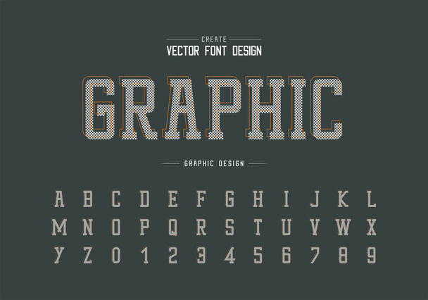 Pixel Font and alphabet vector, Typeface and number design, Graphic text on background - Vector, Image
