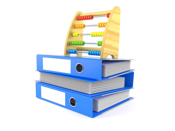 Abacus on stack of ring binders - Photo, Image