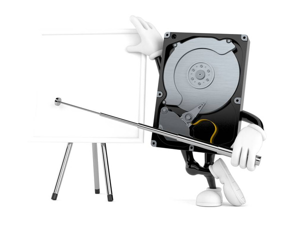 Carácter de unidad de disco duro con pizarra blanca en blanco
 - Foto, imagen