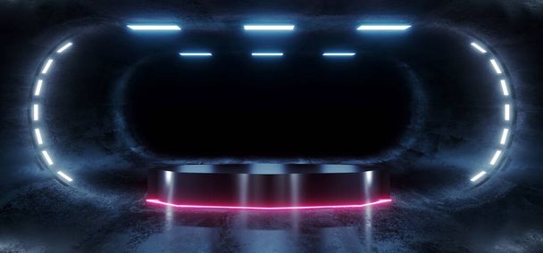 Neon Led Laser Stage Sci Fi Futuristic Dark Night Studio Room Ha - Fotografie, Obrázek