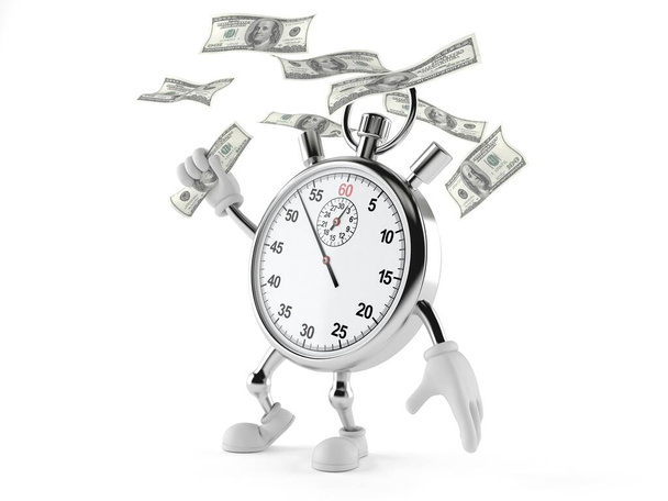 Stopwatch character with money - Photo, Image