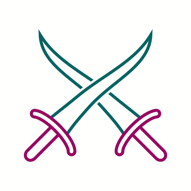 schöne arabische Schwerter Linie Vektor-Symbol - Vektor, Bild
