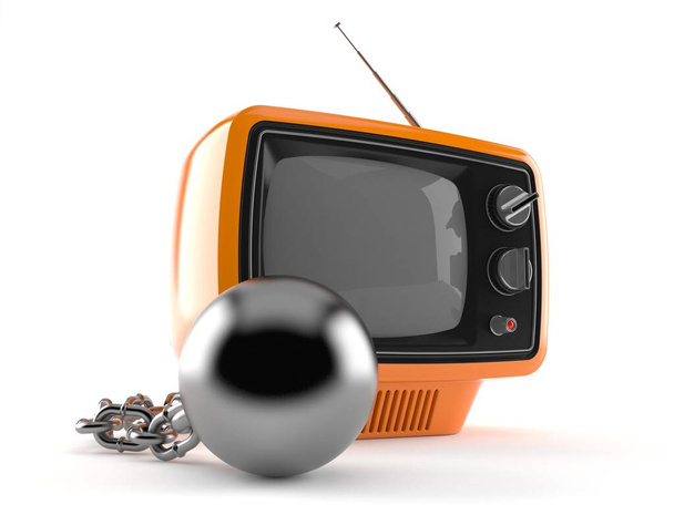 Old TV set with prison ball - 写真・画像