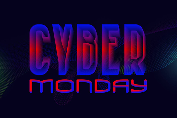 Cyber Monday világító promóciós banner design digitális háttérrel. - Vektor, kép