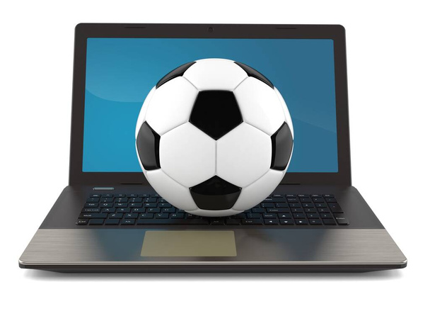Soccer ball with laptop - Photo, image