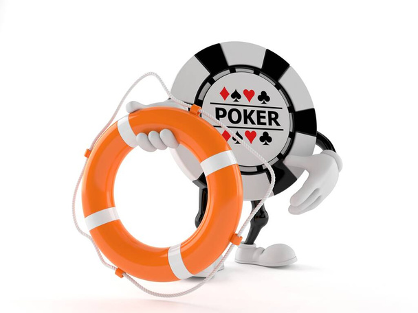 Gambling chip character holding life buoy - Photo, Image