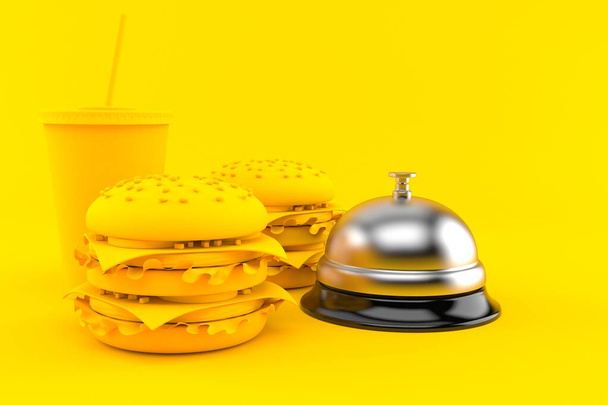 Fast food background with hotel bell - Photo, Image