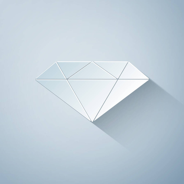 Paperileikattu Diamond kuvake eristetty harmaalla pohjalla. Korujen symboli. Jalokivi. Paperitaidetta. Vektorikuvaus
 - Vektori, kuva
