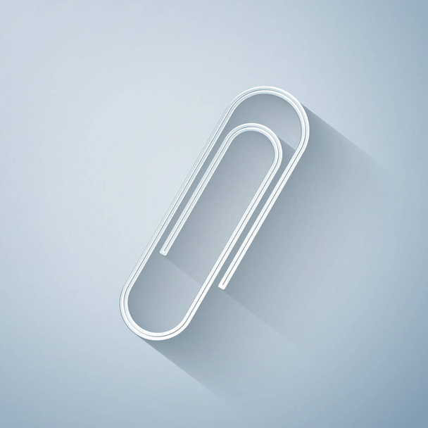 Paper cut Paper clip icon isolated on grey background. Paper art style. Vector Illustration - Vector, Image