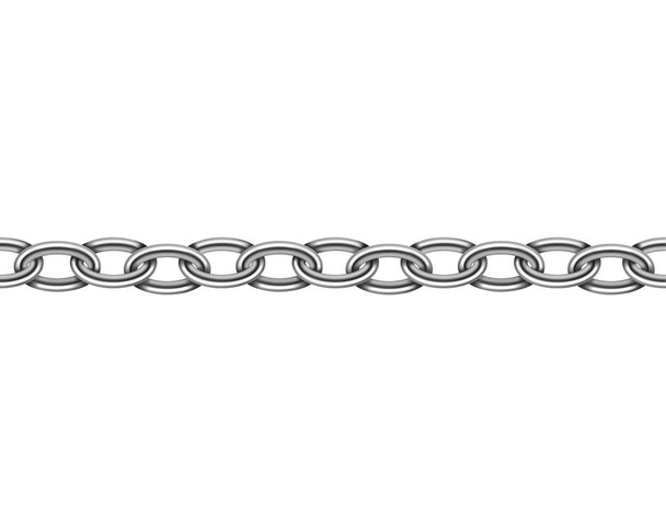 Reális fém lánc varrat nélküli textúra. Ezüst színű láncok link - Vektor, kép