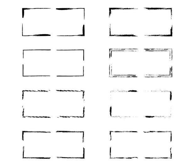Set of grunge black frames. Brushes borders. - Vector, Image