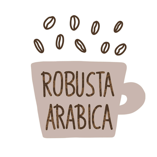Kaffee-Mischung Sorten Vektor. Robusta und Arabica.  - Vektor, Bild