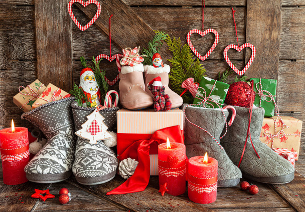 Boots with little presents and candy - Foto, Imagen