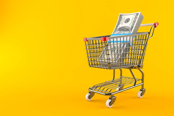 Shopping cart with dollars - Zdjęcie, obraz