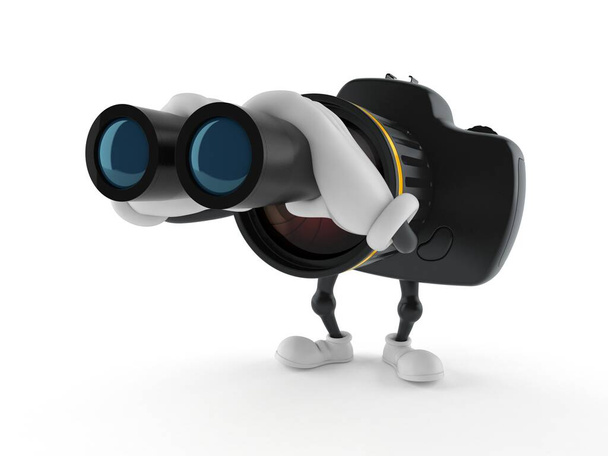 Camera character looking through binoculars - 写真・画像