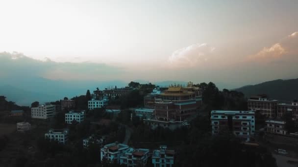 Ancient buddhist monastery in Himalayas Nepal from air - Footage, Video