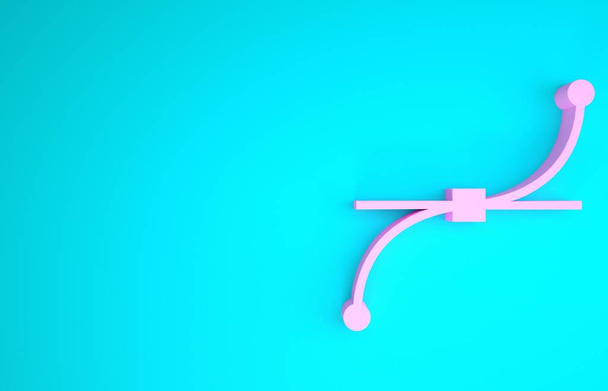 rosafarbenes Bezier-Kurven-Symbol auf blauem Hintergrund. Stift-Werkzeug-Symbol. Minimalismus-Konzept. 3D Illustration 3D Renderer - Foto, Bild