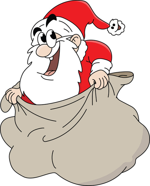Cartoon Babbo Natale uscire dal suo sacco vettoriale illustrazione
 - Vettoriali, immagini