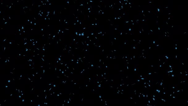 Light blue snow falls on a black background - Filmati, video
