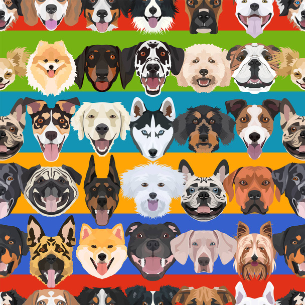 Ilustracja bezszwowy wzór kolorowe psy  - Wektor, obraz