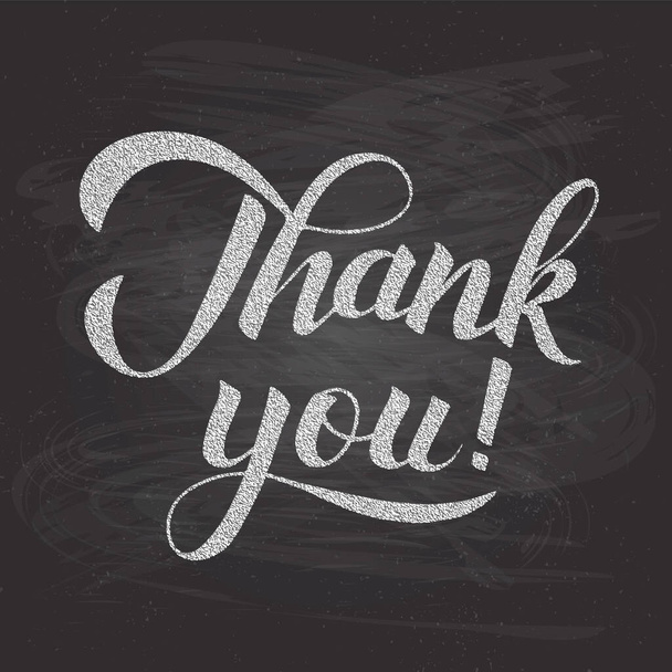 Thank you calligraphy hand lettering on chalkboard background. Grunge vector illustration. Easy to edit template for wedding thank you cards, tags, banners, posters, labels, etc. - ベクター画像