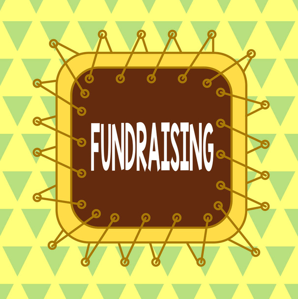 Word writing text Fundraising. Business concept for seeking to generate financial support for charity or cause Asymmetrical uneven shaped format pattern object outline multicolour design. - Photo, Image