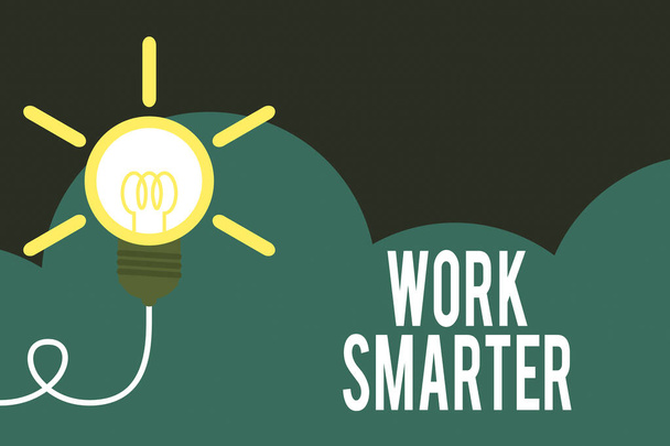 Текст рукопису Work Smarter. Концепція, що означає з'ясувати порядок досягнення цілей у найбільш ефективний спосіб лампочка великої ідеї. Успішне перетворення ідеї винаходу інновацій. стартапів
. - Фото, зображення